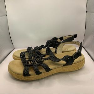 Alegria Jena Womens Black Braided T-Strap Sandals Size US 11.5 EUR42 JEN601